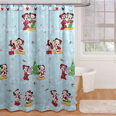 Disney Mickey Mouse And Minnie Mouse Magic Shower Curtain And Hooks Set