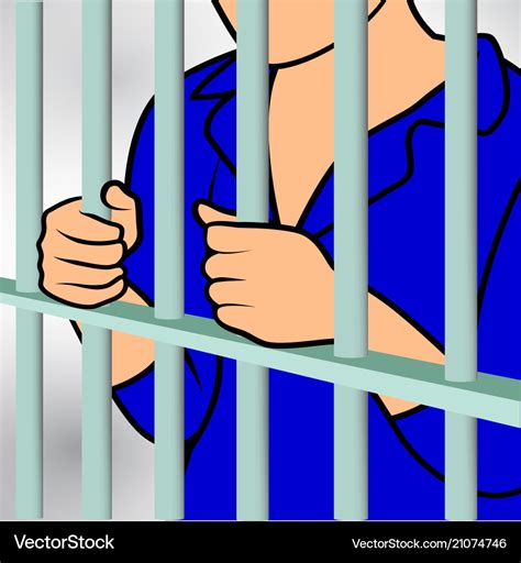 Hands holding prison bars hand behind Royalty Free Vector