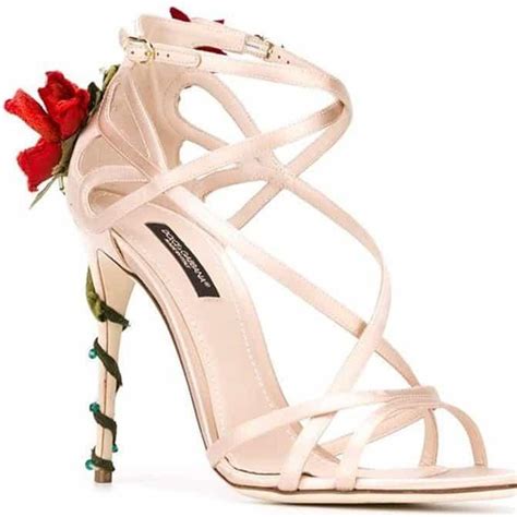 Dolce And Gabbana Climbing Rose Heels In Nude Depop