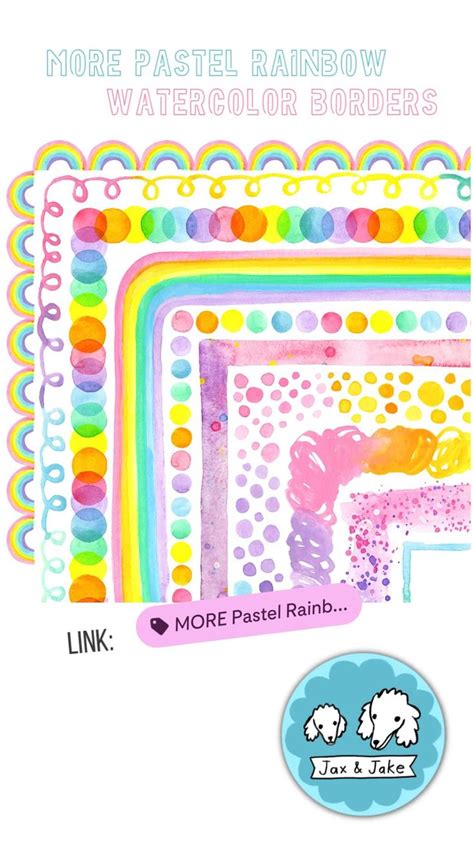 More Pastel Rainbow Watercolor Clip Art Borders Spring Easter