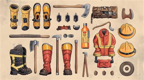 Premium Photo Firefighter Equipment Layout Comprehensive Fire Safety