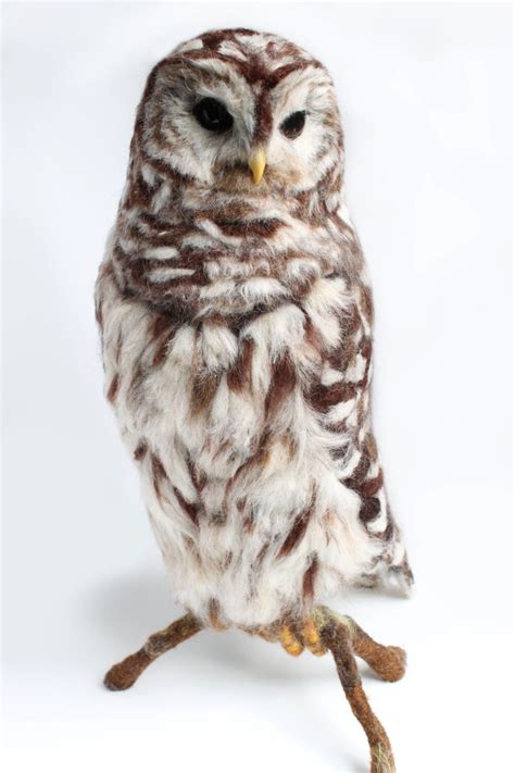 Large Barred Owl Sculpture Needle Felted Barred Owl Etsy