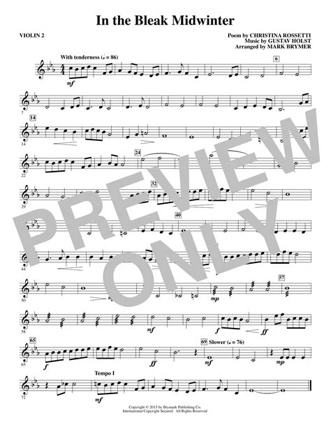 In The Bleak Midwinter Violin 2 Sheet Music Direct