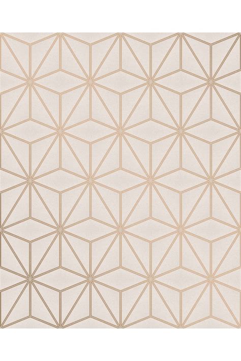 A stunning wallpaper with a rose gold geometric print. Its neutral ...