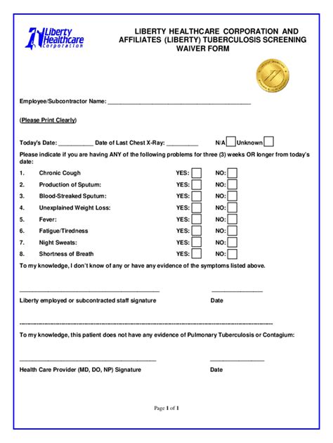 Fillable Online Tuberculosis Screening Testing And Treatment Of Us