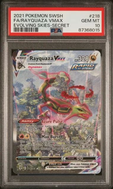 Pokemon Evolving Skies Alternate Alt Art Rayquaza Vmax Psa