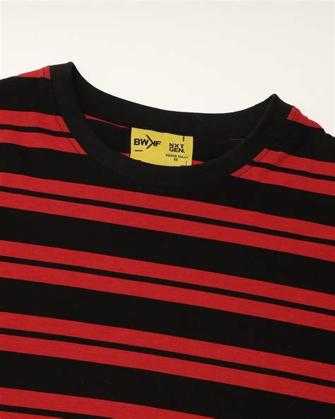 Buy Men S Red Striped Oversized T Shirt Online At Bewakoof