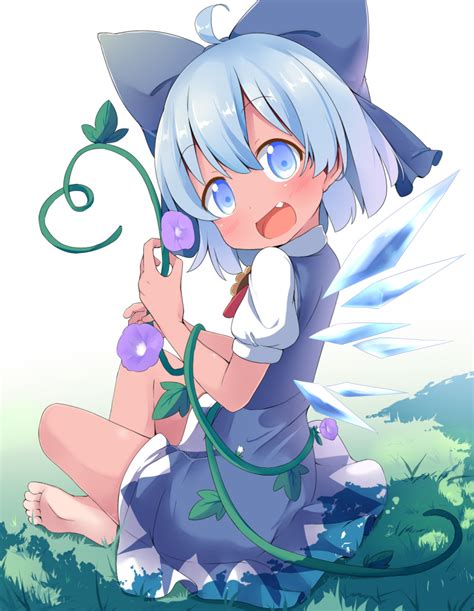 Safebooru 1girl D Barefoot Blue Bow Blue Dress Blue Eyes Blue Hair