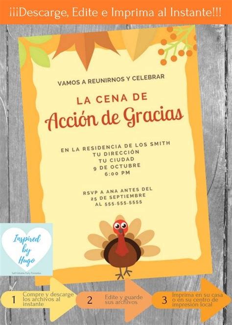 Invitación Cena Acción De Gracias Invitación Cena De Thanksgiving