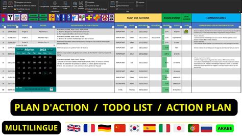 Plan D Action Excel ToDoList Excel Plan D Action Professionel Excel