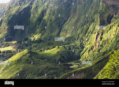 Azores Landscape In Flores Island Waterfalls In Pozo Da Alagoinha