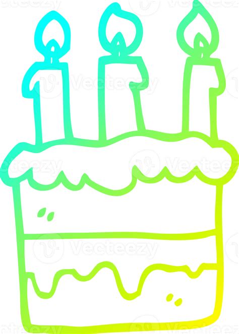 Cold Gradient Line Drawing Cartoon Birthday Cake 38940932 Png