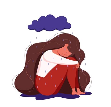 Mujer Solitaria Triste Deprimida En Ansiedad Ilustraci N De Dibujos