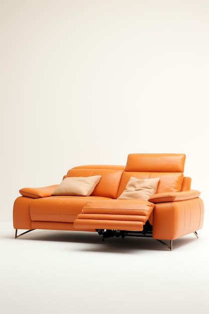 Premium Photo | An orange couch with pillows