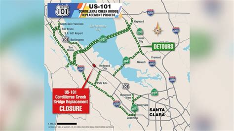 Part of southbound Highway 101 in the Peninsula closed this weekend ...