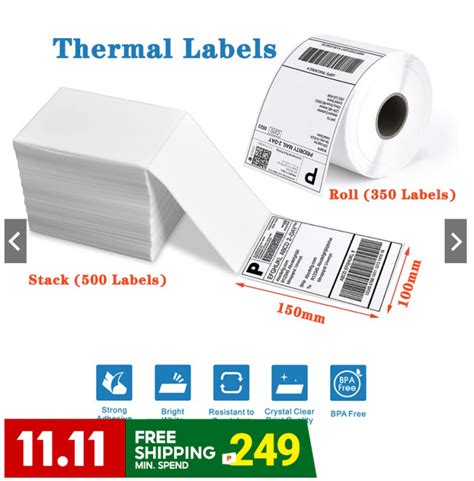 Thermal Sticker Roll A6 4x6in 500pcs Laz Waybill Shipping Label Waterproof Scratch Proof Lazada Ph