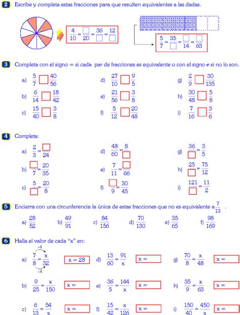 Fracciones Equivalentes Ejercicios Resueltos