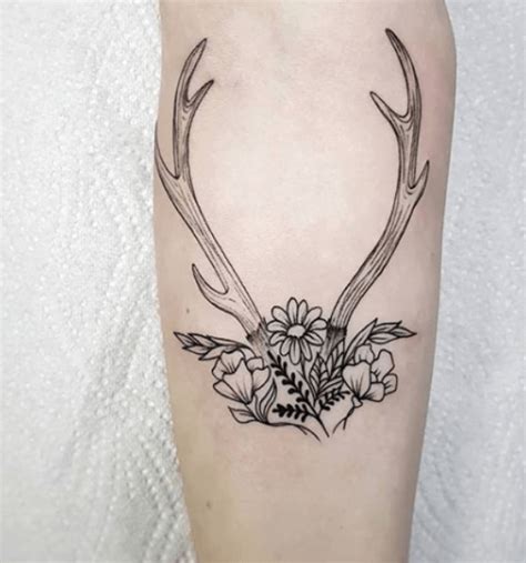 Heart Shaped Hook Antler Tattoo