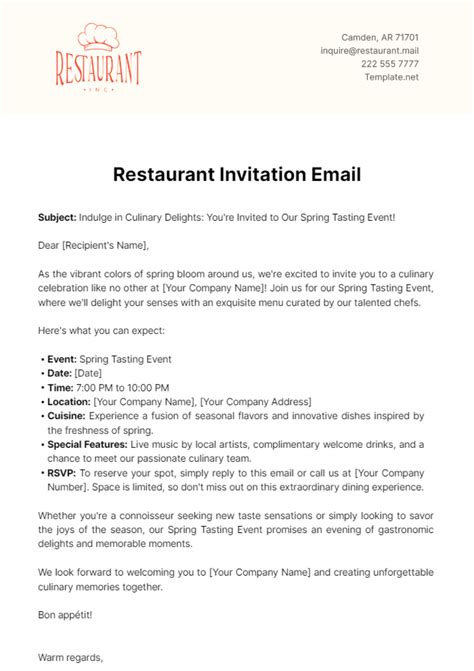 Free Restaurant Anniversary Invitation Template to Edit Online