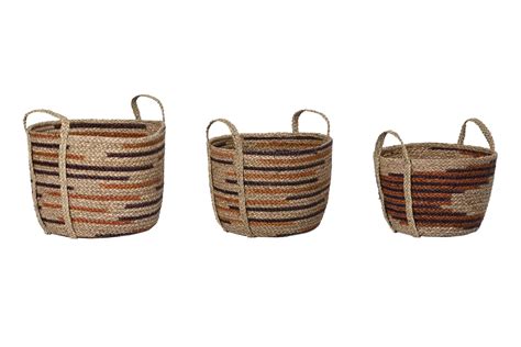 Seagrass Basket Set Of 3 38x38x41 Natural Dekodonia