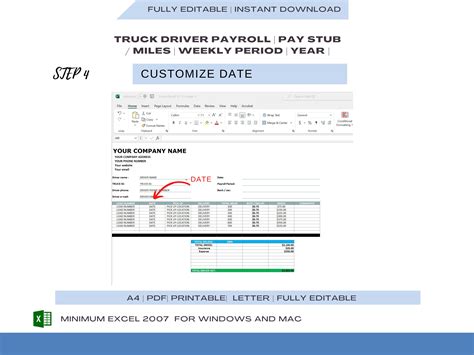 Truck Driver Pay Roll Earning Statement Template Pay Slip Creator For Truck Driver Mile Excel