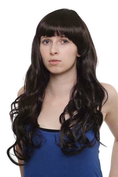 Lady Quality Wig Sexy Prominent Fringe Bangs Extremely Long Dark Brown Very Beautiful Curls Curly