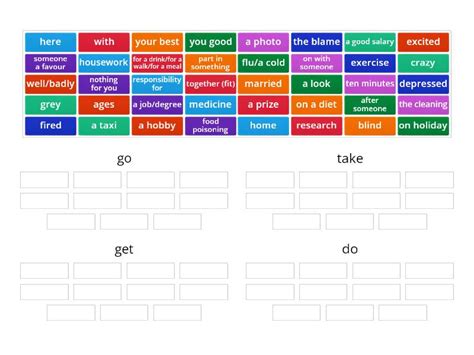 Collocations With Go Take Get Do Group Sort