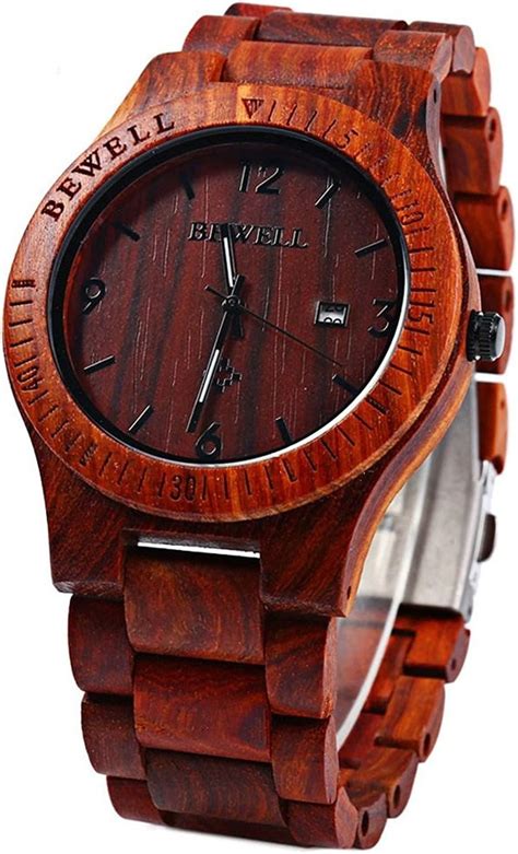 Amazon Bewell Mens Wooden Watches Auto Date Zebra Wooden Watches