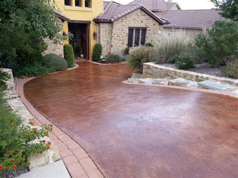 Brown Stain Rock Salt Finish Concrete Driveways All Innovative