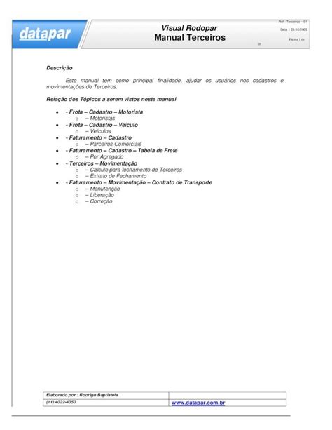 Pdf Visual Rodopar Manual Terceiros Seavus Project Viewer