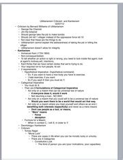 Utilitarianism Criticism and Kantianism Notes 3 - Utilitarianism Criticism and Kantianism 02/07 ...