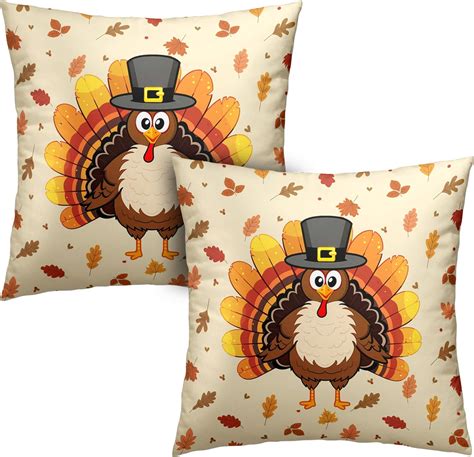 Amazon Kwlegh Happy Thanksgiving Pillow Covers X Cute Cartoon