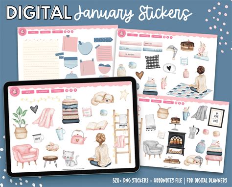 January Planner Stickers Paper Hearts Planner Co
