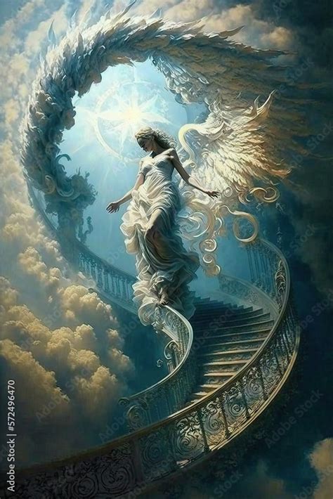 Traditional Angel Ascending into Heaven, AI Generated Image of an Angel ...