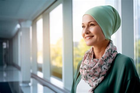 Premium Ai Image Middleaged Woman With Cancer Wearing A Headscarf