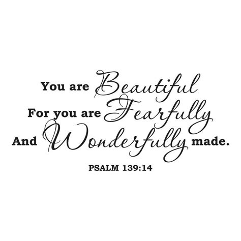 Wall Decal Quote Psalm 139 14 You Are Beautiful Bible Verse Etsy