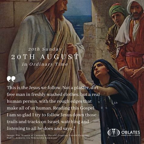 Gospel Reflection For Sunday 20th August 2023 Missionary Oblates Of