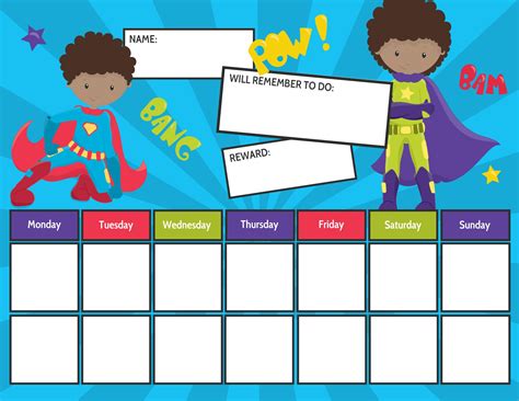 10 Best Super Hero Free Printable Chore Chart Pdf For Free At Printablee