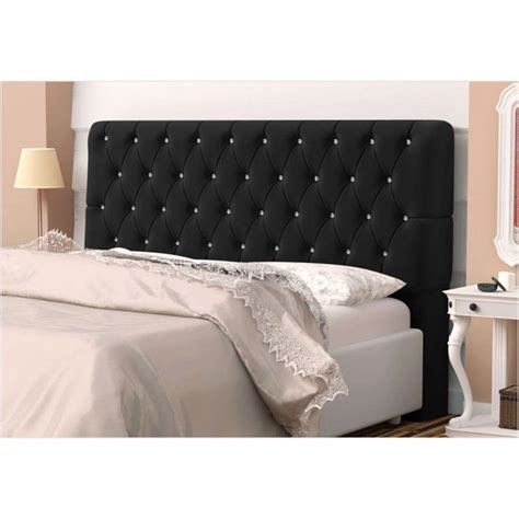 Cabeceira Casal Queen 160 cm Para Cama Box Lady Suede Preto Botões