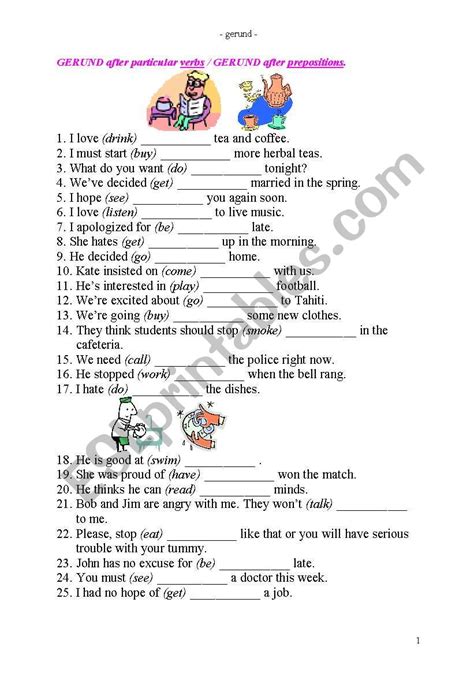 Gerund Esl Worksheet By Borisje