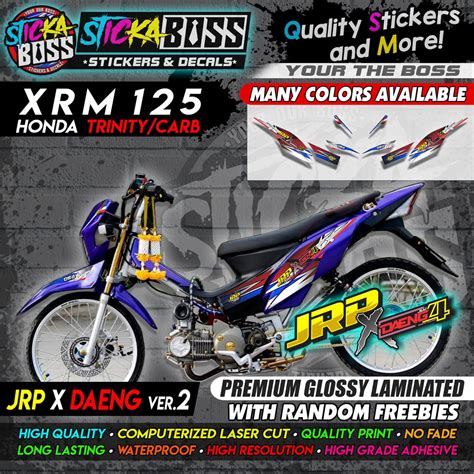 Honda Xrm Trinity Carb Decals Jrp X Daeng Ver Premium Glossy