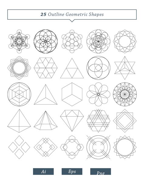 25 Outline Geometric Shapes By Dreamstale | TheHungryJPEG.com