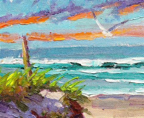 Gentle Surf Original Oil Painting Sunset Paintings Seashore Art