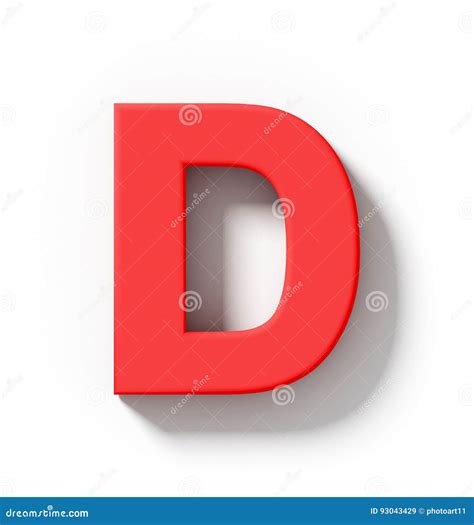 Letter D 3D Red Isolated On White With Shadow Orthogonal Projection