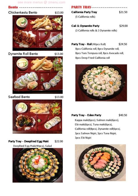 Online Menu Of Eden Bento Caf Restaurant Kamloops British Columbia