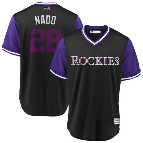 Men's Colorado Rockies Nolan Arenado "Nado" Majestic Black/Purple 2018 Players' Weekend Cool ...