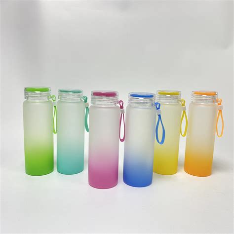 Hot Sale 500ml Sublimation Blank Frosted Coated Gradient Color Drinkware Matte Glass Water