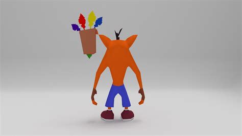 Crash Bandicoot And Aku Aku Cartoon Lowpoly D Model Turbosquid