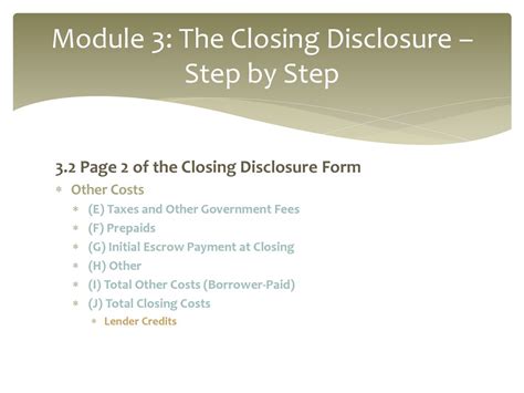 Module 3 The Closing Disclosure Step By Step Ppt Download