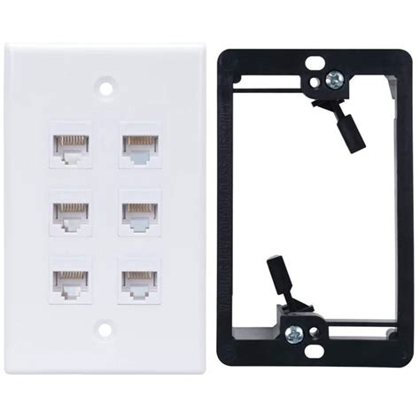 Cat6 Wall Plate 6 Port with 1 Low Voltage Mounting Bracket for Cat5E ...